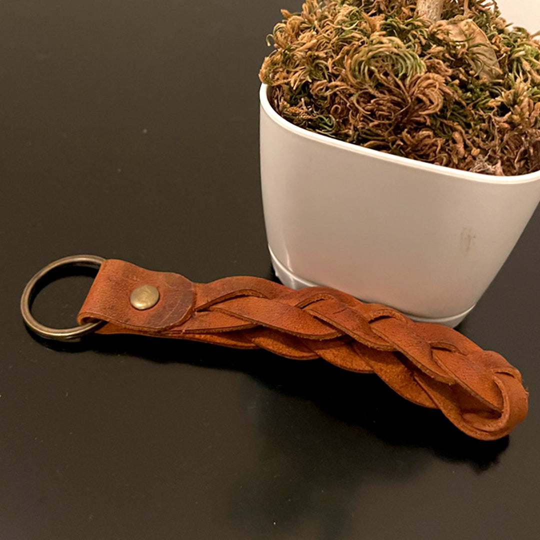 Braided Leather Keychain