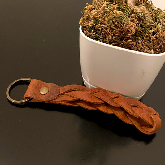 Braided Leather Keychain